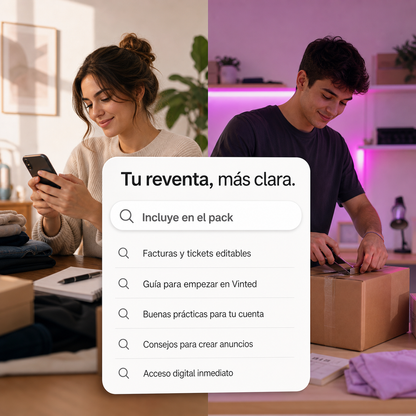Facturas y Tickets editables + Guía evitar baneos en vinted + guía empezar en vinted